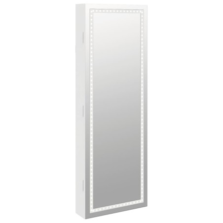 vidaXL Armadio Portagioie a Specchio con Luci LED a Parete Bianco