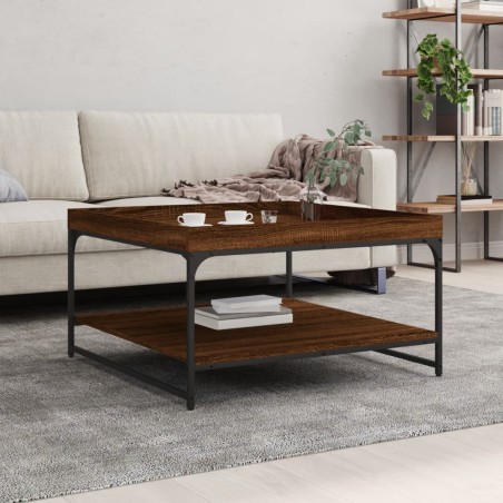 vidaXL Tavolino Rovere Marrone 80x80x45cm in Legno Multistrato e Ferro