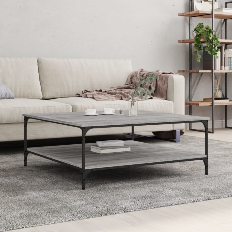vidaXL Tavolino Salotto Grigio Sonoma 100x100x40 cm Legno Multistrato