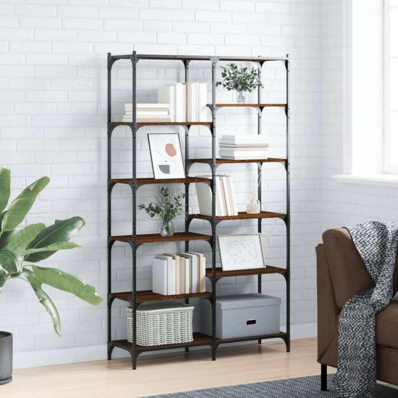 vidaXL Libreria Rovere Marrone 100x32x170 cm Legno Multistrato e Ferro vidaXL Libreria Rovere Marrone 100x32x170 cm Legno Multistrato e Ferro