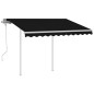 Tenda da Sole Retrattile Manuale con Pali 3,5x2,5m Antracite Tenda da Sole Retrattile Manuale con Pali 3,5x2,5m Antracite