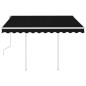 Tenda da Sole Retrattile Manuale con Pali 3,5x2,5m Antracite Tenda da Sole Retrattile Manuale con Pali 3,5x2,5m Antracite