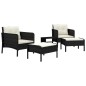 vidaXL Set Divani da Giardino 5 pz con Cuscini Nero in Polyrattan vidaXL Set Divani da Giardino 5 pz con Cuscini Nero in Polyrattan