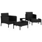 vidaXL Set Divani da Giardino 5 pz con Cuscini Nero in Polyrattan vidaXL Set Divani da Giardino 5 pz con Cuscini Nero in Polyrattan