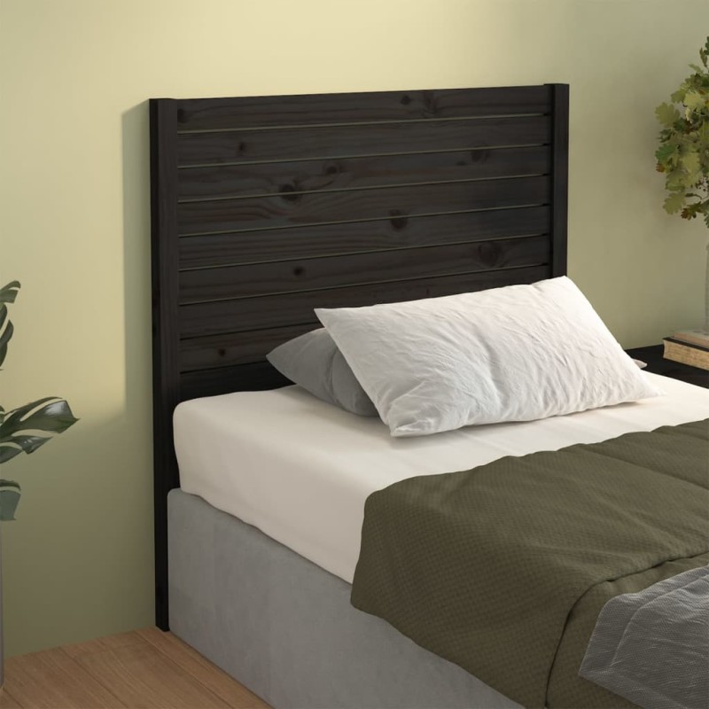 Testiera per Letto Nera 106x4x100 cm in Legno Massello di Pino Testiera per Letto Nera 106x4x100 cm in Legno Massello di Pino