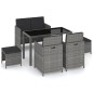 vidaXL Set da Pranzo da Giardino 6 pz con Cuscini in Polyrattan Grigio vidaXL Set da Pranzo da Giardino 6 pz con Cuscini in Polyrattan Grigio