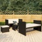 vidaXL Set Divani da Giardino 5 pz con Cuscini in Polyrattan Nero vidaXL Set Divani da Giardino 5 pz con Cuscini in Polyrattan Nero