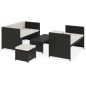 vidaXL Set Divani da Giardino 5 pz con Cuscini in Polyrattan Nero vidaXL Set Divani da Giardino 5 pz con Cuscini in Polyrattan Nero