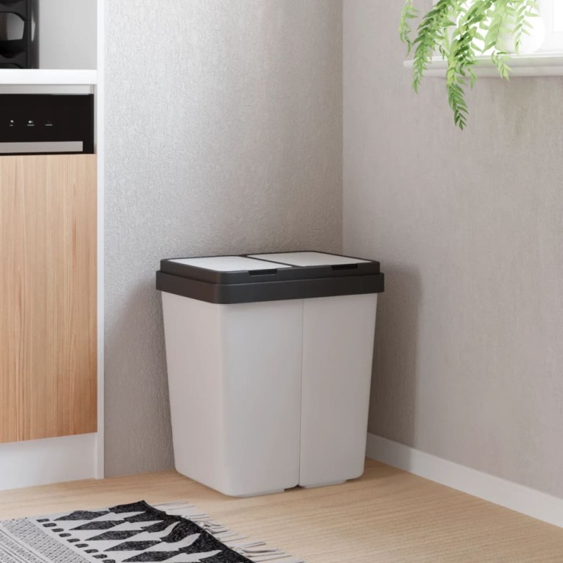 vidaXL Cestino Doppio Bianco 2x25 L vidaXL Cestino Doppio Bianco 2x25 L