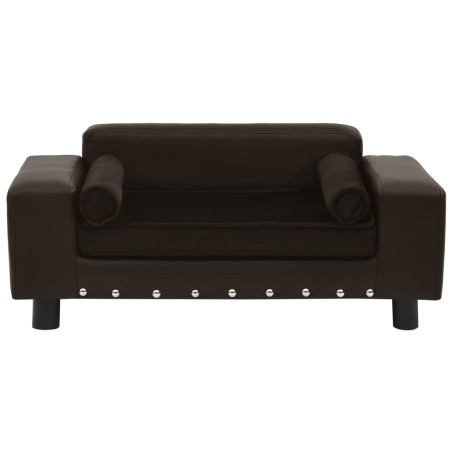 vidaXL Divano per Cani Marrone 81x43x31 cm in Peluche e Similpelle