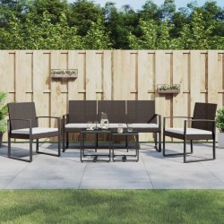 vidaXL Set da Pranzo da Giardino 5 pz con Cuscini in PP Rattan Marrone