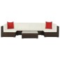 vidaXL Set Divani da Giardino 7 pz con Cuscini in Polyrattan Marrone vidaXL Set Divani da Giardino 7 pz con Cuscini in Polyrattan Marrone