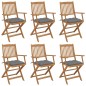 Sedie da Giardino Pieghevoli 6 pz con Cuscini Massello Acacia Sedie da Giardino Pieghevoli 6 pz con Cuscini Massello Acacia