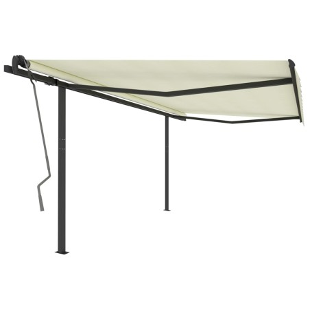 Tenda da Sole Retrattile Automatica con Pali 4,5x3 m Crema