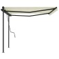 Tenda da Sole Retrattile Automatica con Pali 4,5x3 m Crema Tenda da Sole Retrattile Automatica con Pali 4,5x3 m Crema
