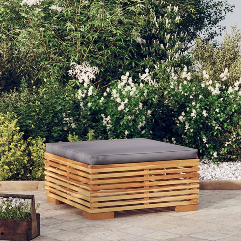 vidaXL Poggiapiedi Giardino Cuscino Grigio Scuro Legno Massello Teak vidaXL Poggiapiedi Giardino Cuscino Grigio Scuro Legno Massello Teak