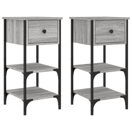 vidaXL Comodini 2 pz Grigio Sonoma 34x36x70 cm in Legno Multistrato