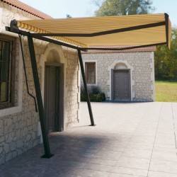 Tenda da Sole Retrattile Automatica Pali 4,5x3 m Gialla Bianca
