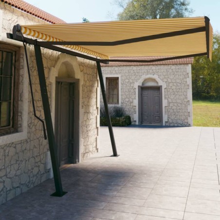 Tenda da Sole Retrattile Automatica Pali 4,5x3 m Gialla Bianca