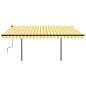 Tenda da Sole Retrattile Automatica Pali 4,5x3 m Gialla Bianca Tenda da Sole Retrattile Automatica Pali 4,5x3 m Gialla Bianca