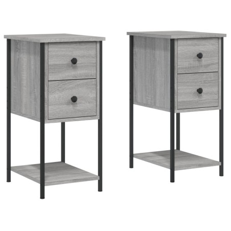 vidaXL Comodini 2 pz Grigio Sonoma 32x42x70 cm in Legno Multistrato