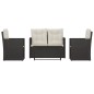 vidaXL Set Salotto da Esterno 4 pz con Cuscini in Polyrattan Nero vidaXL Set Salotto da Esterno 4 pz con Cuscini in Polyrattan Nero