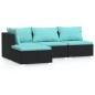 vidaXL Set Divani da Giardino 4 pz con Cuscini in Polyrattan Nero vidaXL Set Divani da Giardino 4 pz con Cuscini in Polyrattan Nero