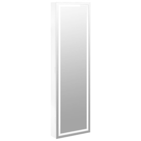 vidaXL Armadio Portagioie a Specchio con Luci LED a Parete Bianco