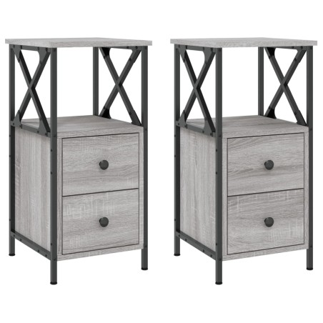vidaXL Comodini 2 pz Grigio Sonoma 34x35,5x70 cm in Legno Multistrato
