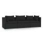Divano a 3 Posti con Cuscini in Polyrattan Nero Divano a 3 Posti con Cuscini in Polyrattan Nero