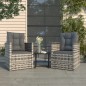 vidaXL Set Divani da Esterno 3 pz con Cuscini in Polyrattan Grigio vidaXL Set Divani da Esterno 3 pz con Cuscini in Polyrattan Grigio