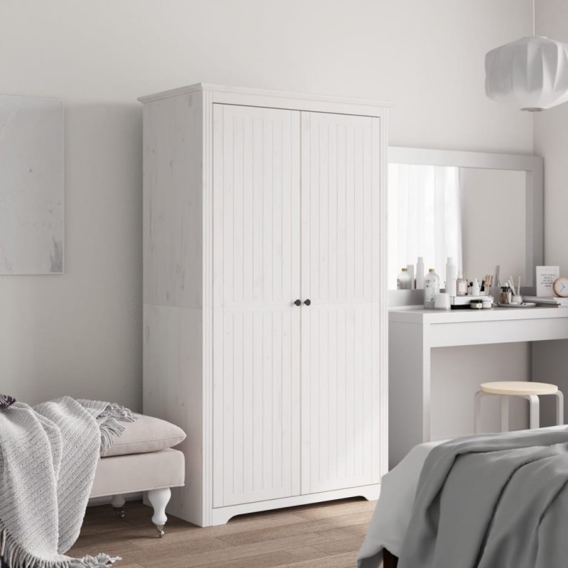 vidaXL Armadio BODO 101x52x176,5 cm in Legno Massello di Pino Bianco vidaXL Armadio BODO 101x52x176,5 cm in Legno Massello di Pino Bianco