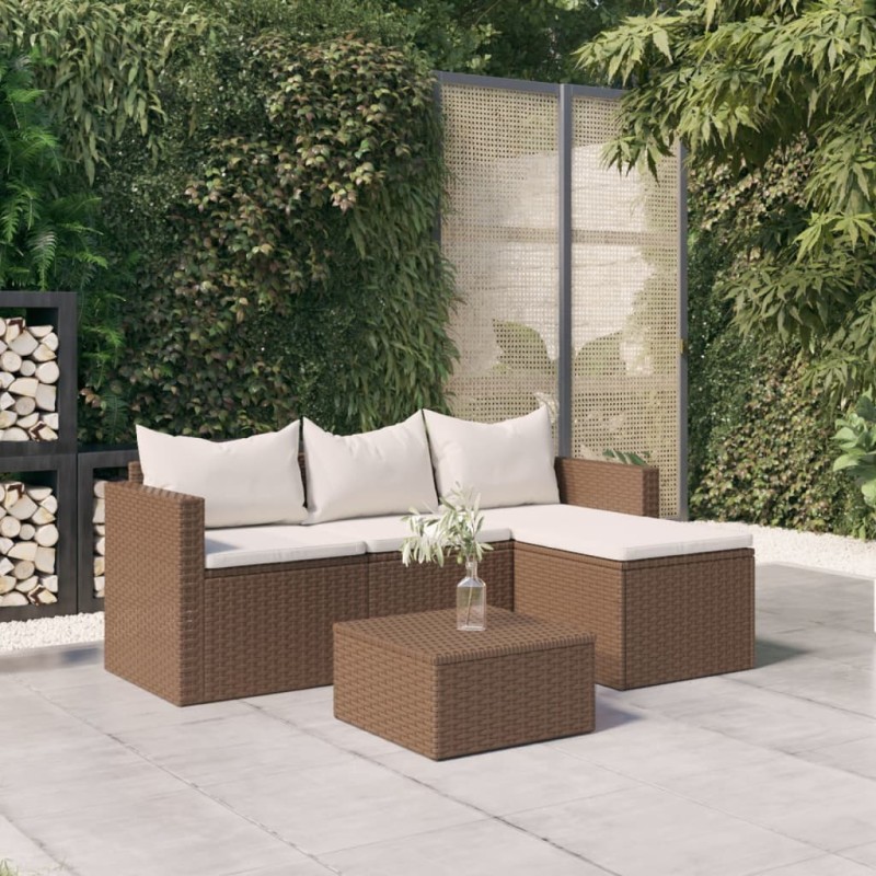 vidaXL Set Mobili da Giardino Marrone in Polyrattan vidaXL Set Mobili da Giardino Marrone in Polyrattan