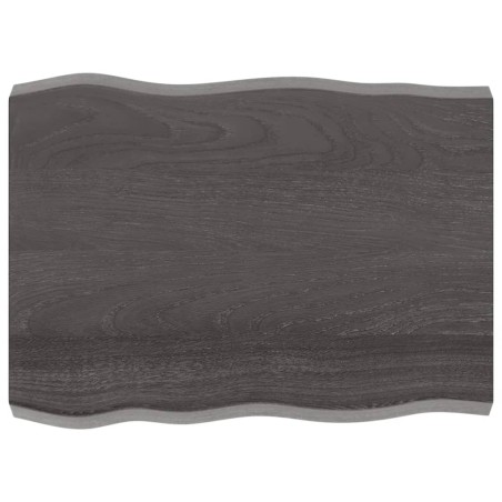 vidaXL Piano Tavolo Marrone Scuro 80x60x(2-6)cm in Rovere Non Trattato