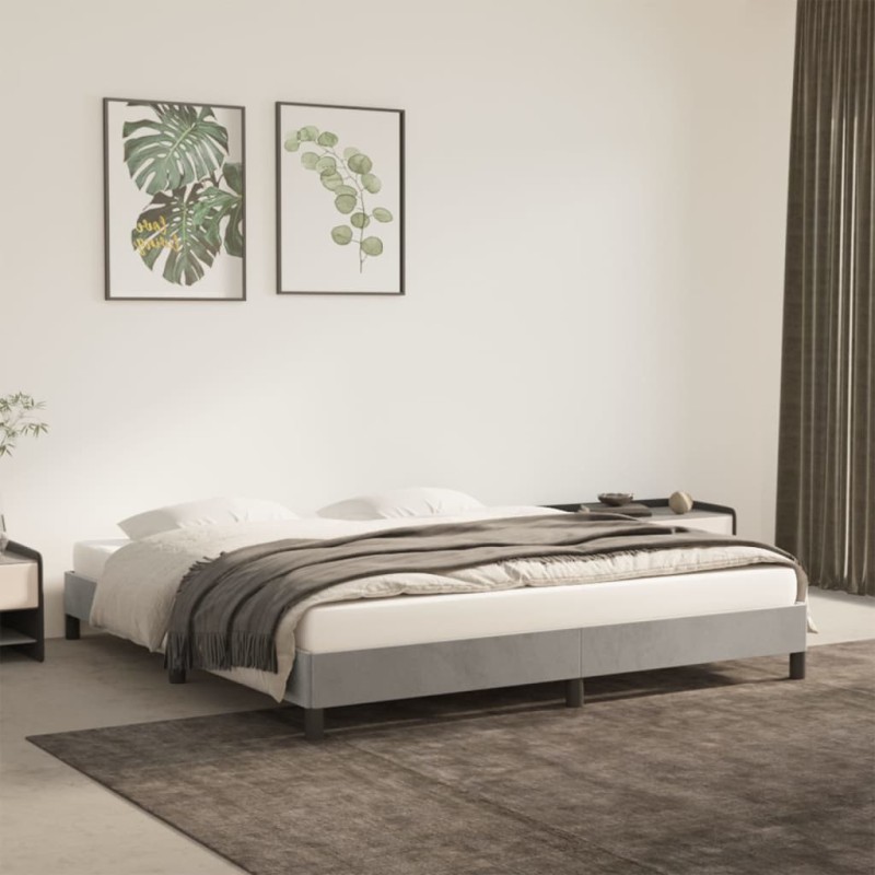 vidaXL Giroletto senza Materasso Grigio Chiaro 160x200 cm Velluto