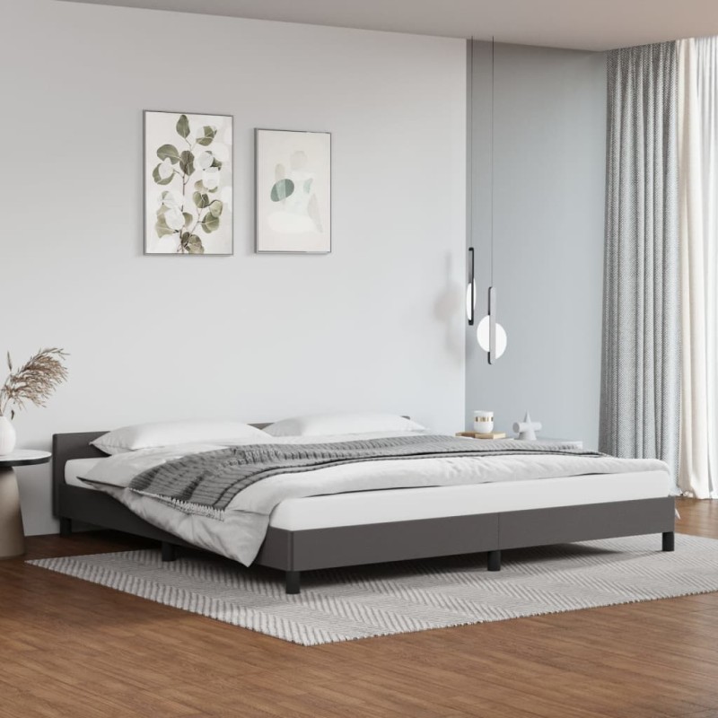 vidaXL Giroletto con Testiera senza Materasso Grigio 200x200 cm vidaXL Giroletto con Testiera senza Materasso Grigio 200x200 cm