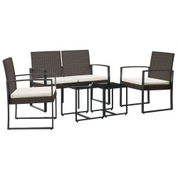 vidaXL Set da Pranzo da Giardino 5 pz con Cuscini in PP Rattan Marrone