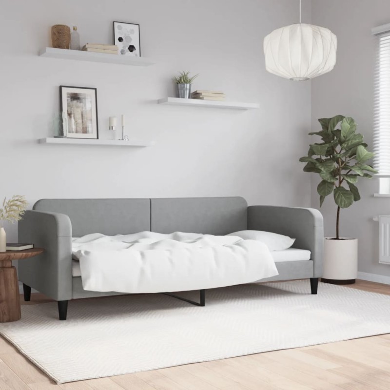 vidaXL Letto da Giorno Grigio Chiaro 90x200 cm in Tessuto vidaXL Letto da Giorno Grigio Chiaro 90x200 cm in Tessuto