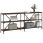 vidaXL Tavolo Consolle Rovere Marrone 180x30x75 cm Multistrato e Ferro vidaXL Tavolo Consolle Rovere Marrone 180x30x75 cm Multistrato e Ferro