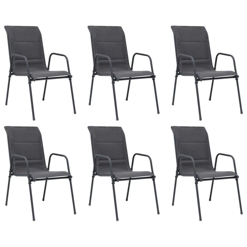 vidaXL Sedie da Giardino Impilabili 6 pz Acciaio e Textilene Antracite vidaXL Sedie da Giardino Impilabili 6 pz Acciaio e Textilene Antracite
