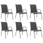 vidaXL Sedie da Giardino Impilabili 6 pz Acciaio e Textilene Antracite vidaXL Sedie da Giardino Impilabili 6 pz Acciaio e Textilene Antracite