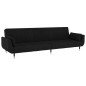 vidaXL Divano Letto a 2 Posti con 2 Cuscini Nero in Velluto vidaXL Divano Letto a 2 Posti con 2 Cuscini Nero in Velluto
