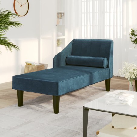 vidaXL Sdraio con Capezzale Blu in Velluto