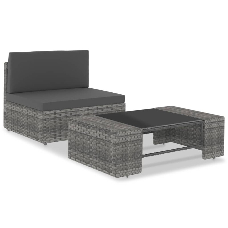 vidaXL Set Divani da Giardino 2 pz in Polyrattan Grigio vidaXL Set Divani da Giardino 2 pz in Polyrattan Grigio