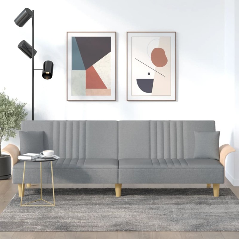 vidaXL Divano Letto con Braccioli Grigio Chiaro in Tessuto vidaXL Divano Letto con Braccioli Grigio Chiaro in Tessuto