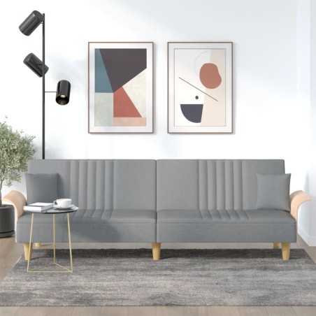 vidaXL Divano Letto con Braccioli Grigio Chiaro in Tessuto