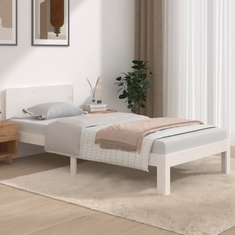 vidaXL Giroletto Bianco 90x190 cm in Legno Massello di Pino vidaXL Giroletto Bianco 90x190 cm in Legno Massello di Pino