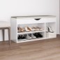 vidaXL Scarpiera con Cuscino Bianco Lucido 104x30x49 cm in Truciolato vidaXL Scarpiera con Cuscino Bianco Lucido 104x30x49 cm in Truciolato