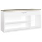 vidaXL Scarpiera con Cuscino Bianco Lucido 104x30x49 cm in Truciolato vidaXL Scarpiera con Cuscino Bianco Lucido 104x30x49 cm in Truciolato