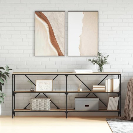vidaXL Tavolo Consolle Rovere Sonoma 180x30x75 cm Multistrato e Ferro